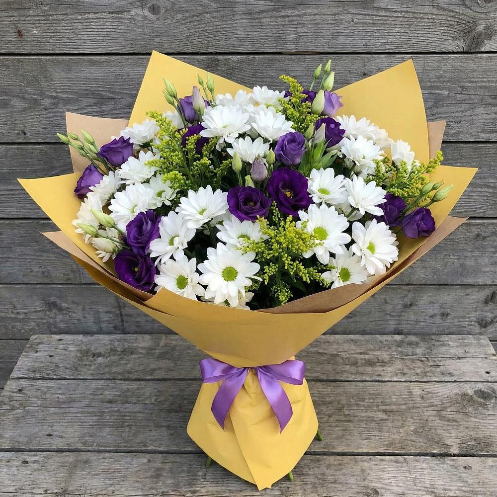 Букет цветов из: Ирисы, Хризантемы и Ромашки в Шаумянском