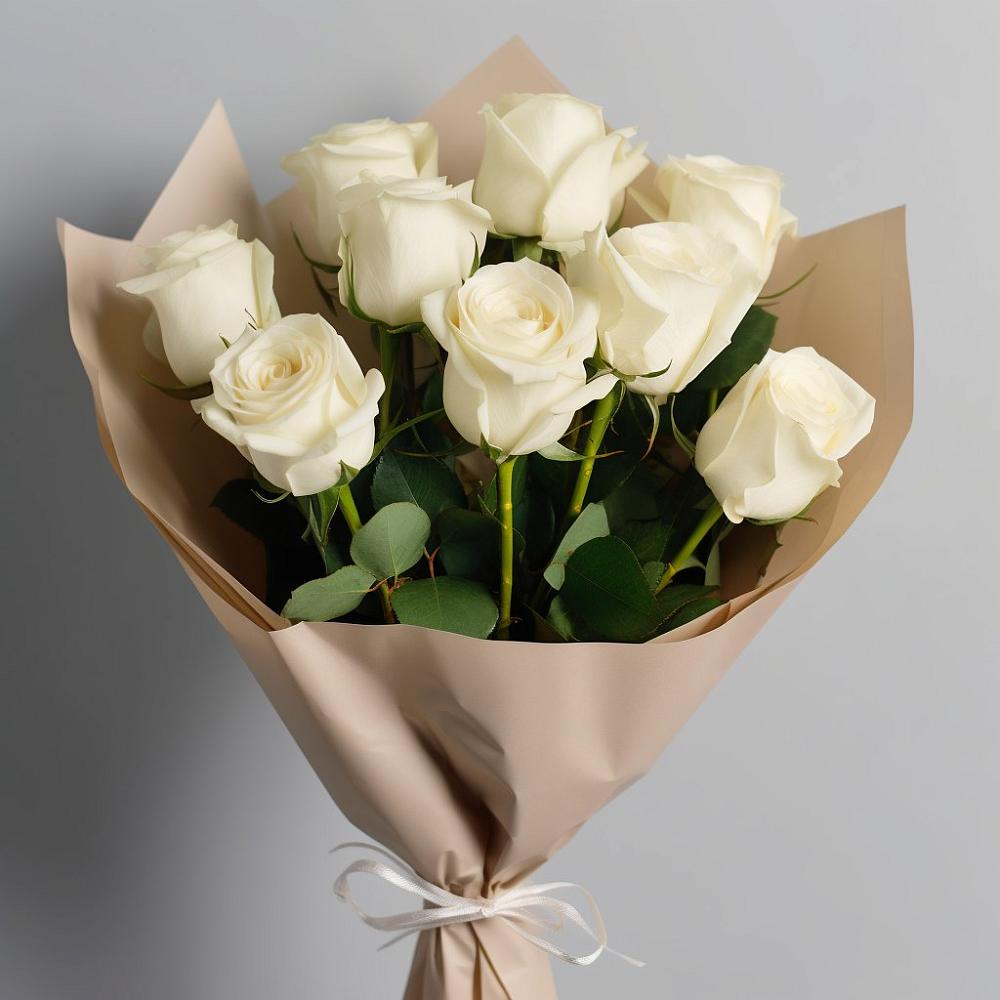 Букет 9 Белых роз Эдлесс Лав в Шаумянском