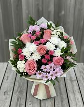 Букет цветов из:  Альстромерии, Гвоздики, Розы и Хризантемы в Шаумянском