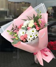 Букет цветов из:  Розы, Лизиантусы и Хризантемы в Шаумянском
