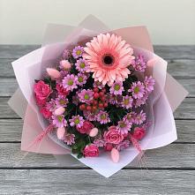 Букет цветов из:  Розы, Герберы и Хризантемы в Шаумянском