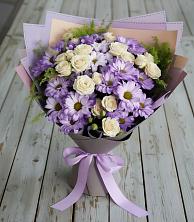 Букет цветов из:  Хризантемы и Розы в Шаумянском